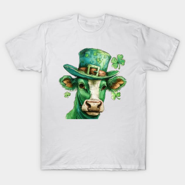 Festive Irish Moo T-Shirt by TooplesArt